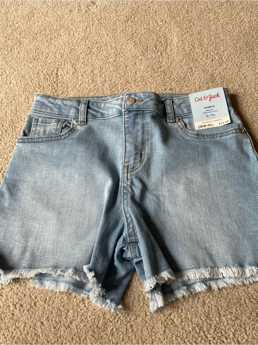 Cat & Jack Light Denim Frayed Hem Kids Shorts